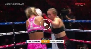 The girl exposed her breasts after winning a boxing match