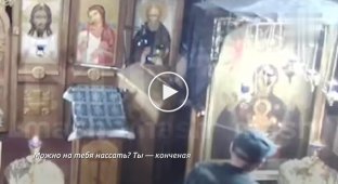 A drunk man broke an icon in a church