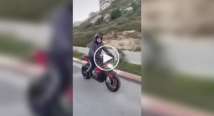 An epic motorcyclist's flight