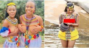 How women of the Zulu people dress in Africa (15 photos + 13 videos)