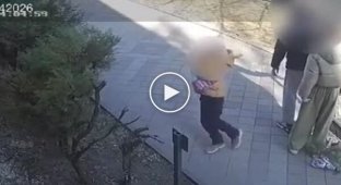 In Russia, a guy on an electric scooter hit a girl.