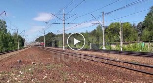 In Russia, a woman almost got hit by a train