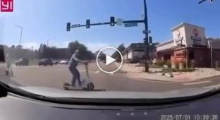 A scooter rider was fined for running a red light