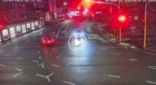 Flew into a parked police car and into a pole