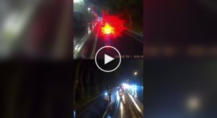 Night, rain, motorcycle
