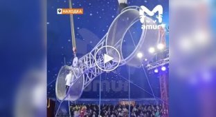 In Russia, a circus performer fell from the "wheel of death" during a performance.