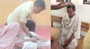 Man dressed in a hijab entered the women's section of a mosque in Indonesia to spy on women (2 photos + 1 video)