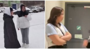 In Russia, a schoolgirl beat up her peers right in a shopping center, and then faked an apology on the Internet (2 photos + 2 videos)