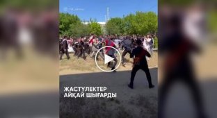 In Kazakhstan, school graduates staged a mass brawl