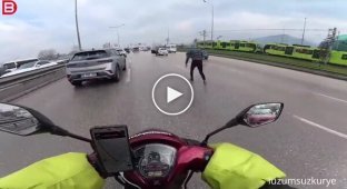 A man started a fight right on the highway.