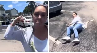 A woman attacked a YouTuber after he filmed her on video (6 photos + 1 video)