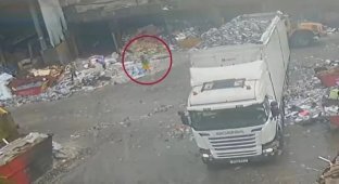 Чоловік опинився під колесами навантажувача свого першого робочого дня (3 фото + 1 відео)