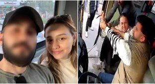When one divorce is not enough: in Turkey, a wife tried to stab her husband on a bus (3 photos + 2 videos)