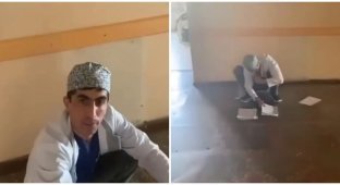 In Russia, a drunk doctor was filmed who couldn’t even stand straight (2 photos + 1 video)