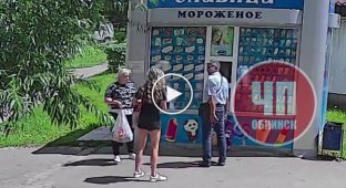 In Russia, a man tried to spank a girl on her butt near an ice cream shop