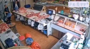 An escaped cow raided a butcher's shop