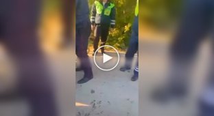 In the Tula village, gypsies started a fight with traffic police inspectors