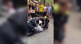 Професійна німецька поліція втрьох намагається скрутити мігранта