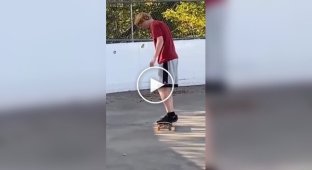 The guy on the skateboard wanted to surprise everyone