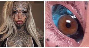 A woman who went blind after getting a tattoo on her eyeballs decided to repeat it (4 photos)