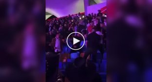 A woman was thrown by her hair from the stands during a mass brawl at a concert