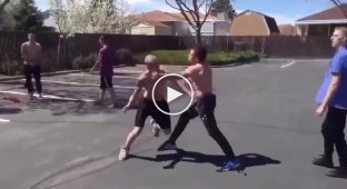 A quick fight in the parking lot.