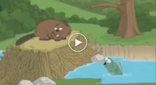 Reaction to a beaver in a cartoon - in Polish