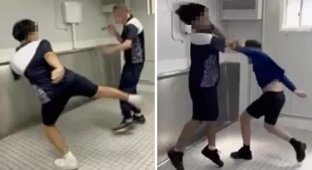 Students of a private Christian college regularly organize a "fight club" in the toilet (2 photos + 1 video)