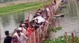 A crowded floating bridge collapsed in Bangladesh.