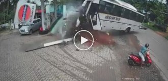 Wedding bus overturns after driver makes a sharp maneuver