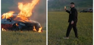 In Dagestan, bloggers burned a Mercedes and 15 million rubles in cash (2 photos + 1 video)