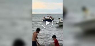 В Индонезии туристов выбросило с надувной лодки на людей