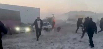 Collision of more than 30 cars in Turkey (5 photos + 2 videos)