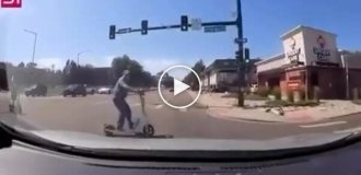 A scooter rider was fined for running a red light