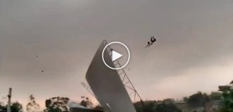 In India, hurricane-force winds lifted a man more than 50 meters into the air.