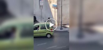 Man with a metal rod causes a commotion in central Italy