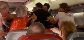 They bit the neck and spat with their teeth: drunk passengers started a fight on the plane (2 photos + 1 video)