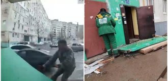 Concrete Wall Nearly Crushes Loader in Ufa (3 Photos + 1 Video)