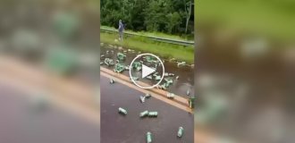 Motorists plundered a beer truck that got into an accident in Argentina