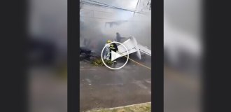 A plane crashed into a residential building after landing