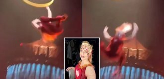 Cirque du Soleil artist fell from a height during a performance (6 photos + 1 video)