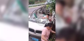 The guy survived the transformation of his car into a “convertible”