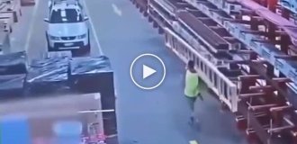 Ladder plays a nasty trick on a worker