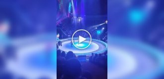 An acrobat broke his leg after falling from a horse at a circus.