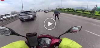 A man started a fight right on the highway.