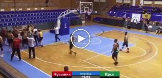 In Russia, basketball wrestlers staged a mass brawl in the final of the Russian Rugby Championship