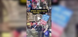 Spider-Man crashes far-right rally and starts a fight