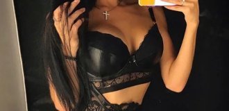 Selfies of beautiful cuties in front of the mirror