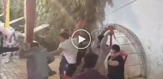 A conflict at a wedding celebration ended in a mass brawl