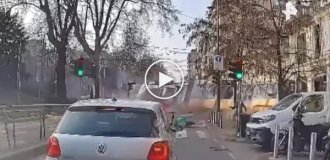 A tram in Milan derailed and crashed into a store window